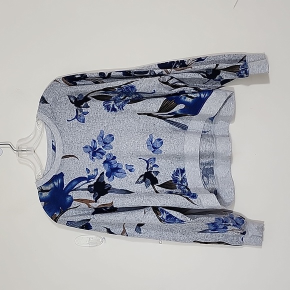 Zyia Grey Floral Long Sleeves Sweatshirt Size XL - Picture 1 of 8